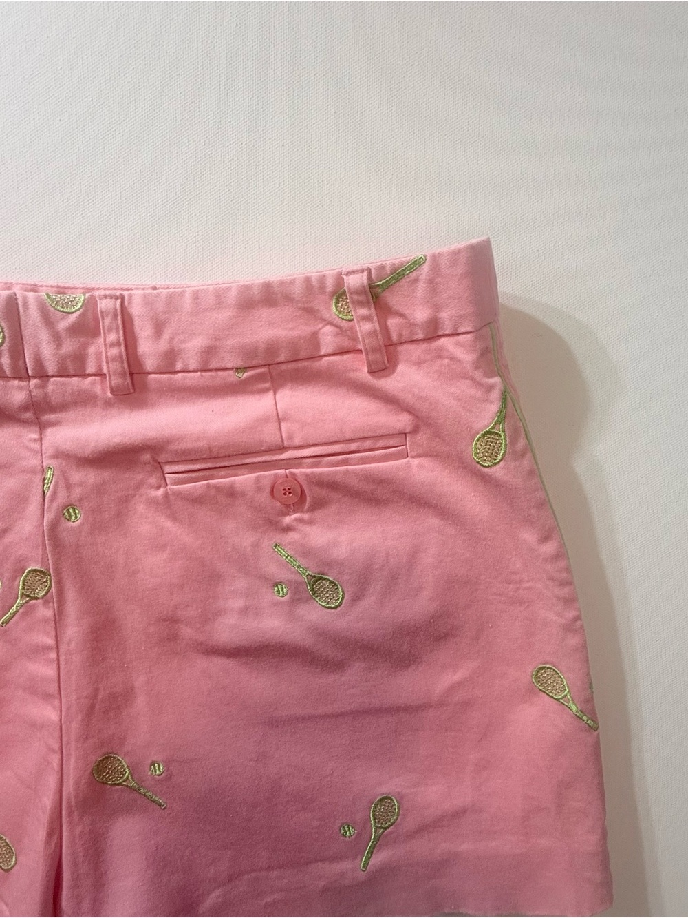 Lilly Pulitzer Pink Tennis Racquet Embroidered Shorts Size 8 Preppy - Picture 6 of 11